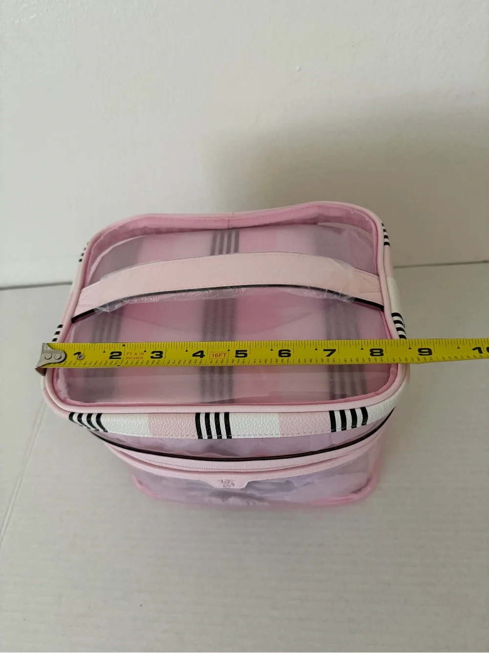 Victoria's Secret 4-piece Makeup Bag Train Case Iconic Pink Heritage Striped NWT